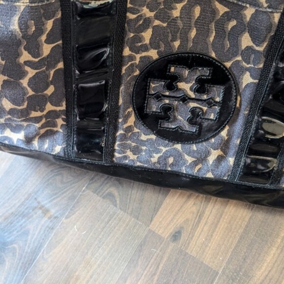 Tory Burch Canvas Leopard Print Ella Tote - Picture 3 of 8
